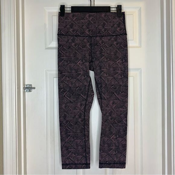 Lululemon Wunder Under Crop Hi-Rise Full-On Luxtreme  Formation Quicksand Black - Picture 1 of 8